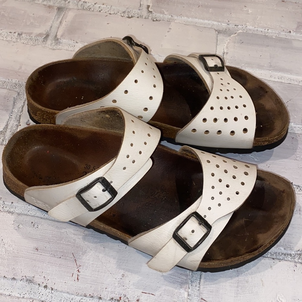Birkenstock Birkis Freeport White Double Strap Perforated Sandals